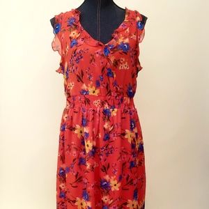 OLD NAVY Floral RED Spring Summer Dress SZ L